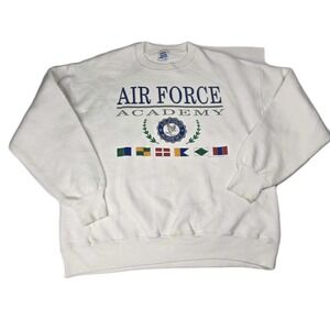 Jerzees Vintage Air Force Academy Sweatshirt - Mens Size XL - White Made In USA